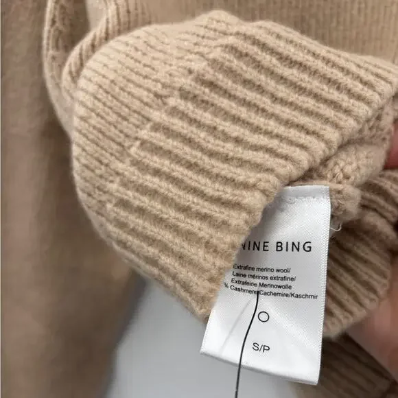 ANINE BING Kendrick Wool/Cashmere Blend University Paris Sweater in Light Camel - Picture 12 of 12
